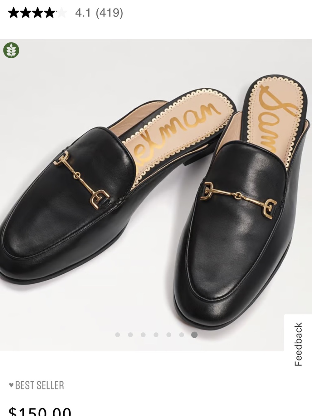 Sam Edelman Black Leather Slip-On Horsebit Mule - Worn once